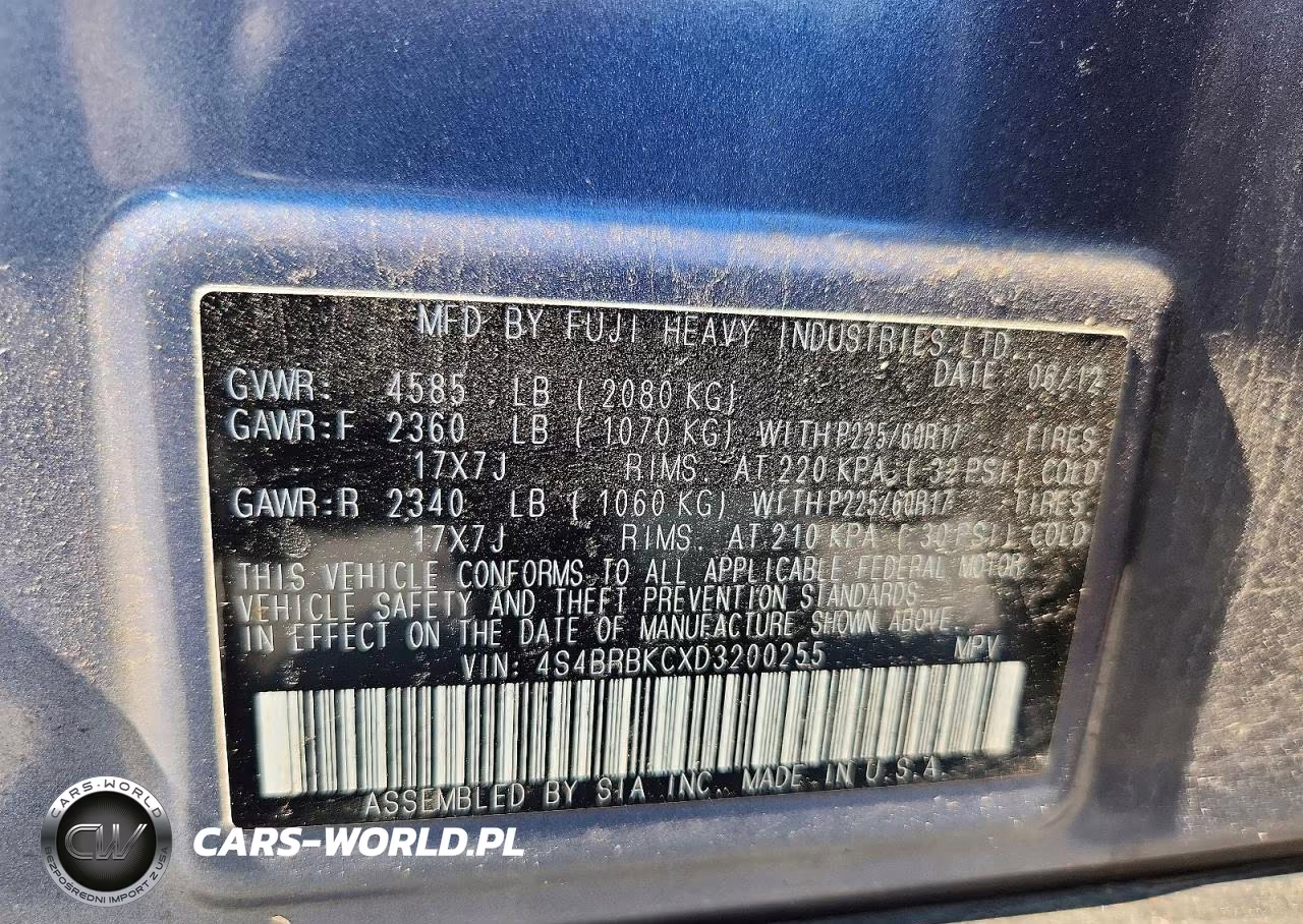 2013 Subaru Outback 2.5I Limited VIN:4S4BRBKCXD3200255 - 13
