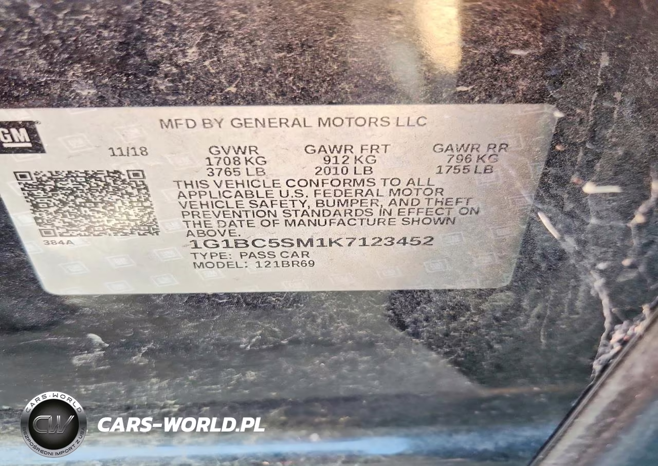 2019 Chevrolet Cruze Ls VIN:1G1BC5SM1K7123452 - 12
