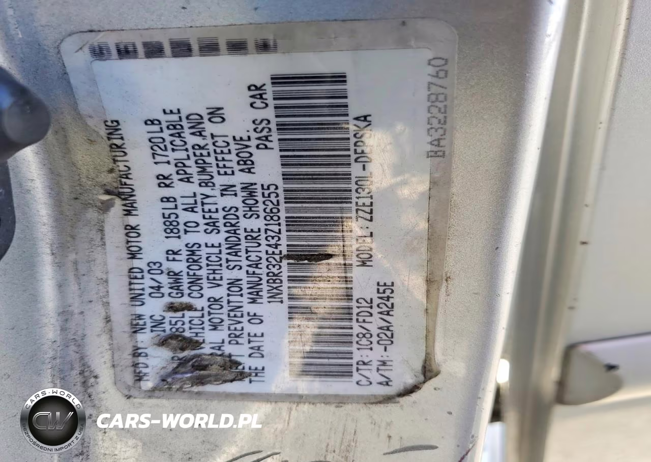2003 Toyota Corolla S VIN:1NXBR32E43Z186255 - 12
