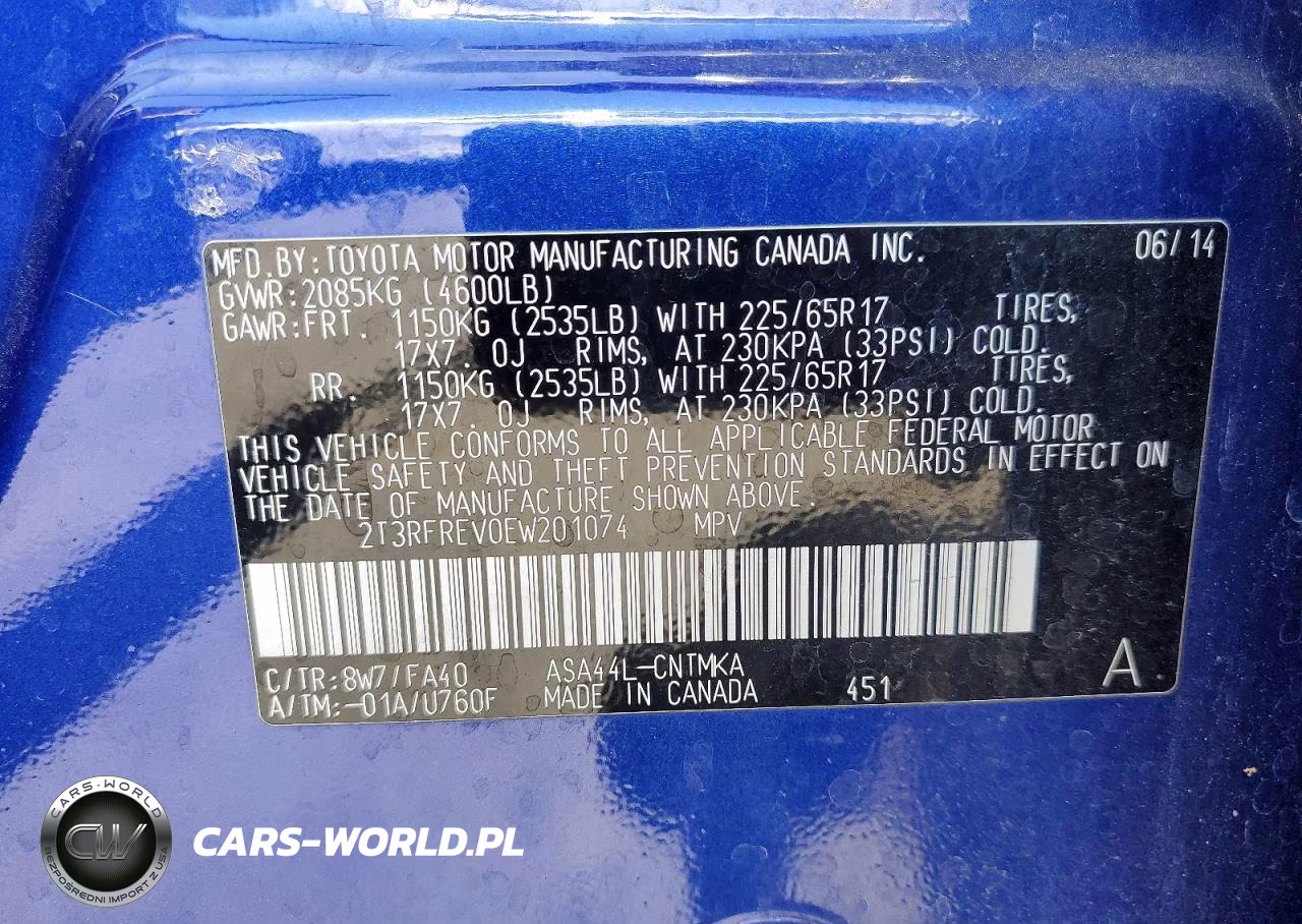 2014 Toyota Rav4 Xle VIN:2T3RFREV0EW201074 - 13