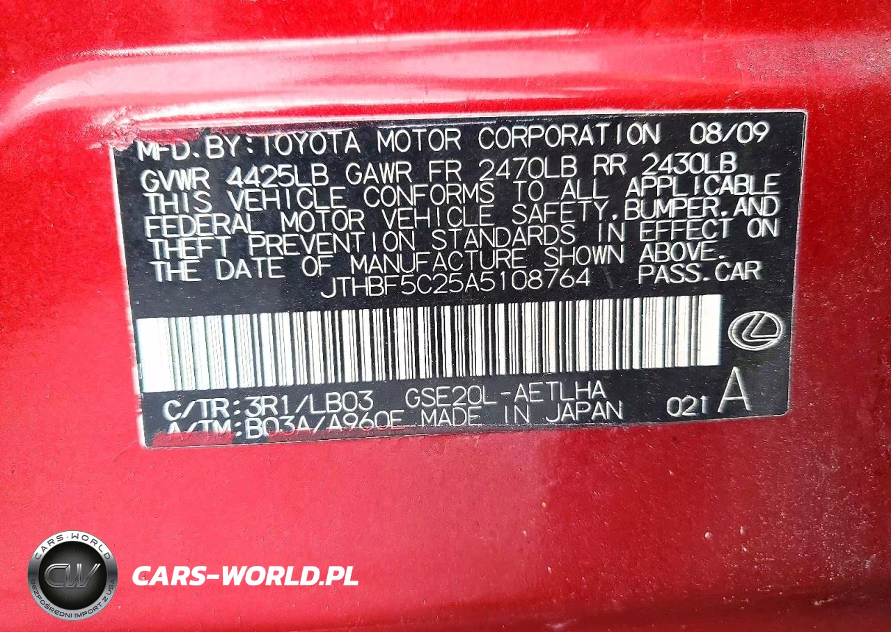 2010 Lexus Is 250 VIN:JTHBF5C25A5108764 - 13