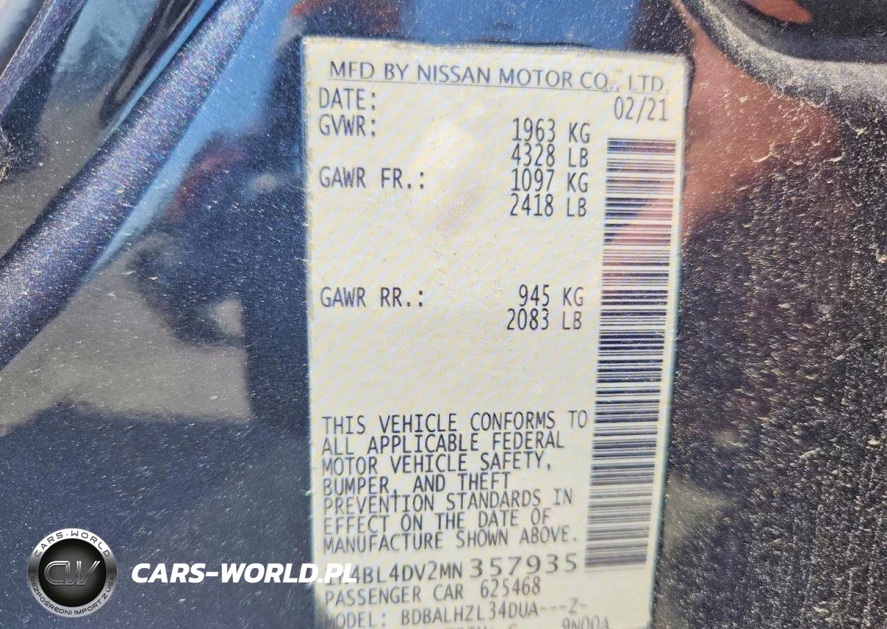 2021 Nissan Altima Sv VIN:1N4BL4DV2MN357935 - 13