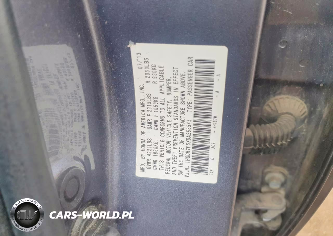 2013 Honda Accord Sport VIN:1HGCR2F5XDA258545 - 12