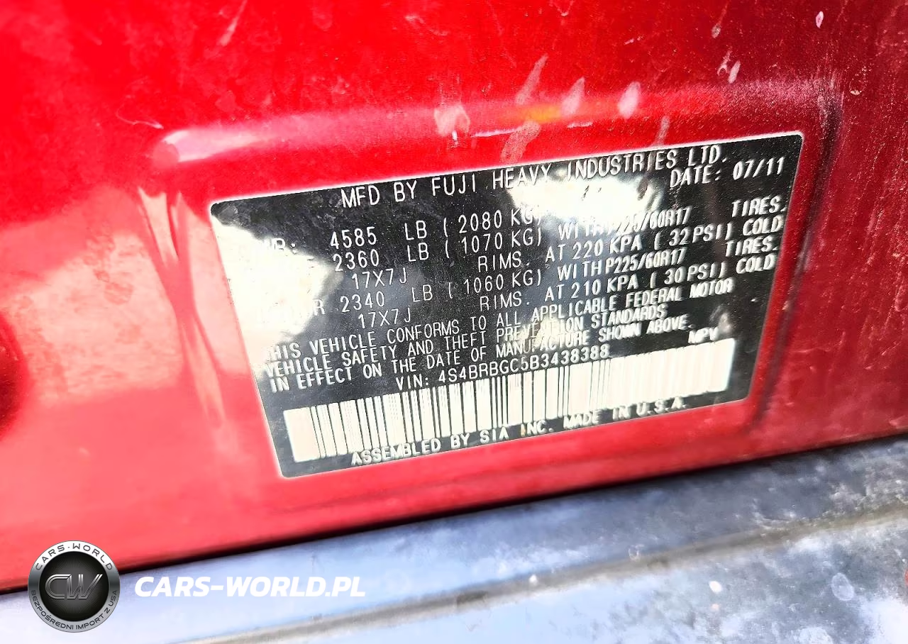 2011 Subaru Outback 2.5I Premium VIN:4S4BRBGC5B3438388 - 12