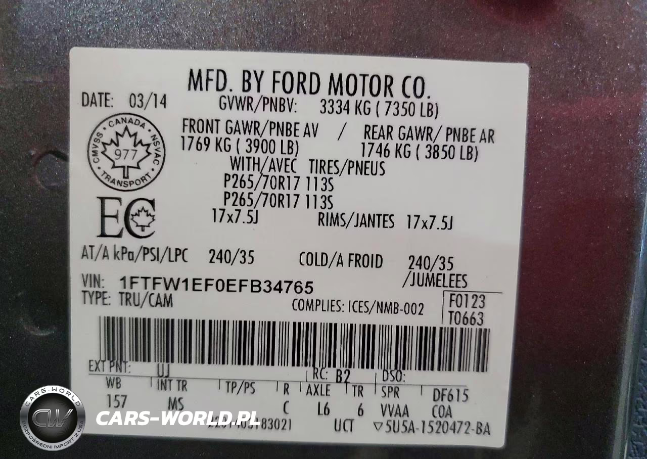 2014 Ford F150 Supercrew VIN:1FTFW1EF0EFB34765 - 12