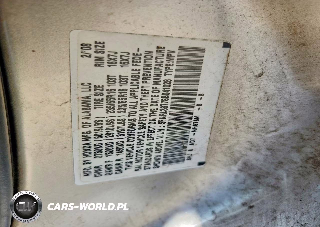 2008 Honda Odyssey Exl VIN:5FNRL38778B041028 - 12