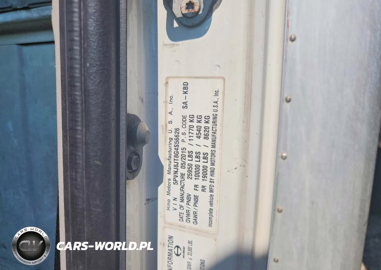 2016 Hino 258-268 Box Truck VIN:5PVNJ8JT8G4S56626 - 10