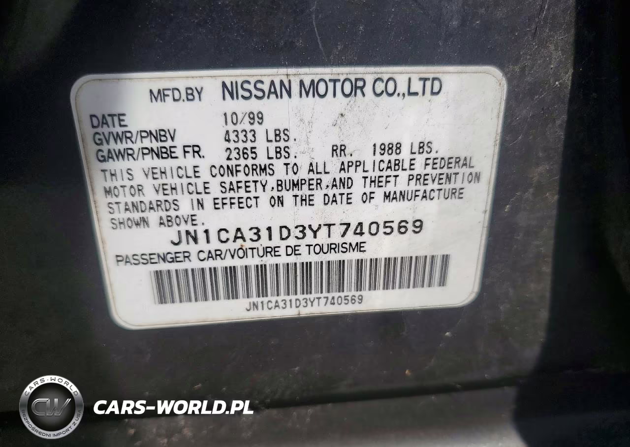 2000 Nissan Maxima Gxe VIN:JN1CA31D3YT740569 - 12