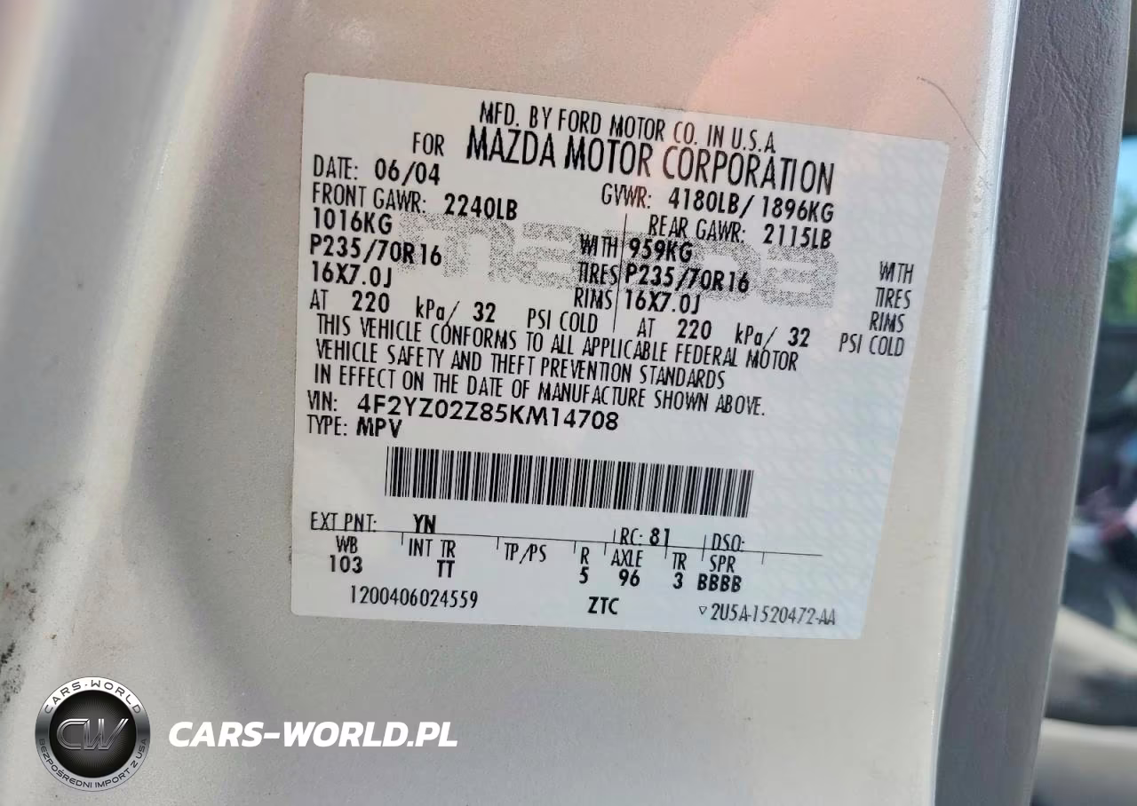 2005 Mazda Tribute I VIN:4F2YZ02Z85KM14708 - 12
