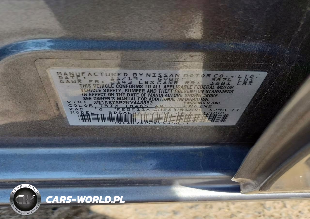 2019 Nissan Sentra Sv VIN:3N1AB7AP2KY448853 - 12