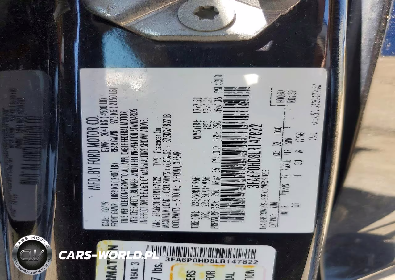 2020 Ford Fusion Se VIN:3FA6P0HD8LR147822 - 12