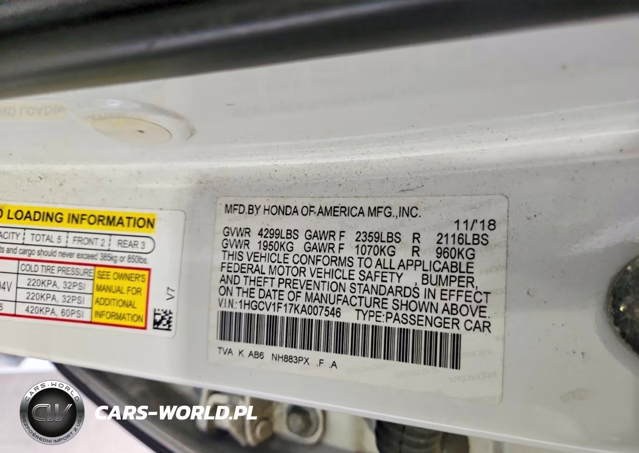 2019 Honda Accord Lx VIN:1HGCV1F17KA007546 - 12