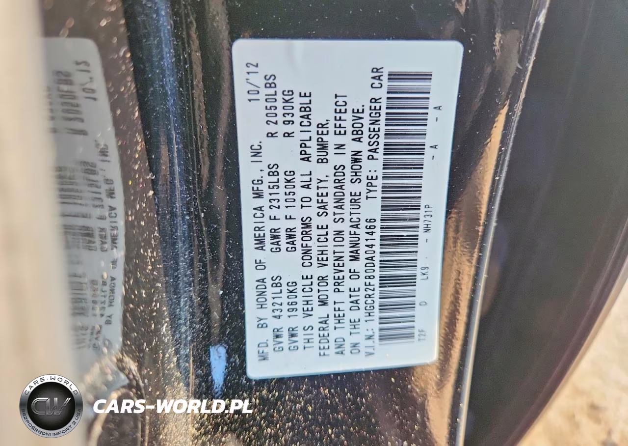 2013 Honda Accord Exl VIN:1HGCR2F80DA041466 - 12