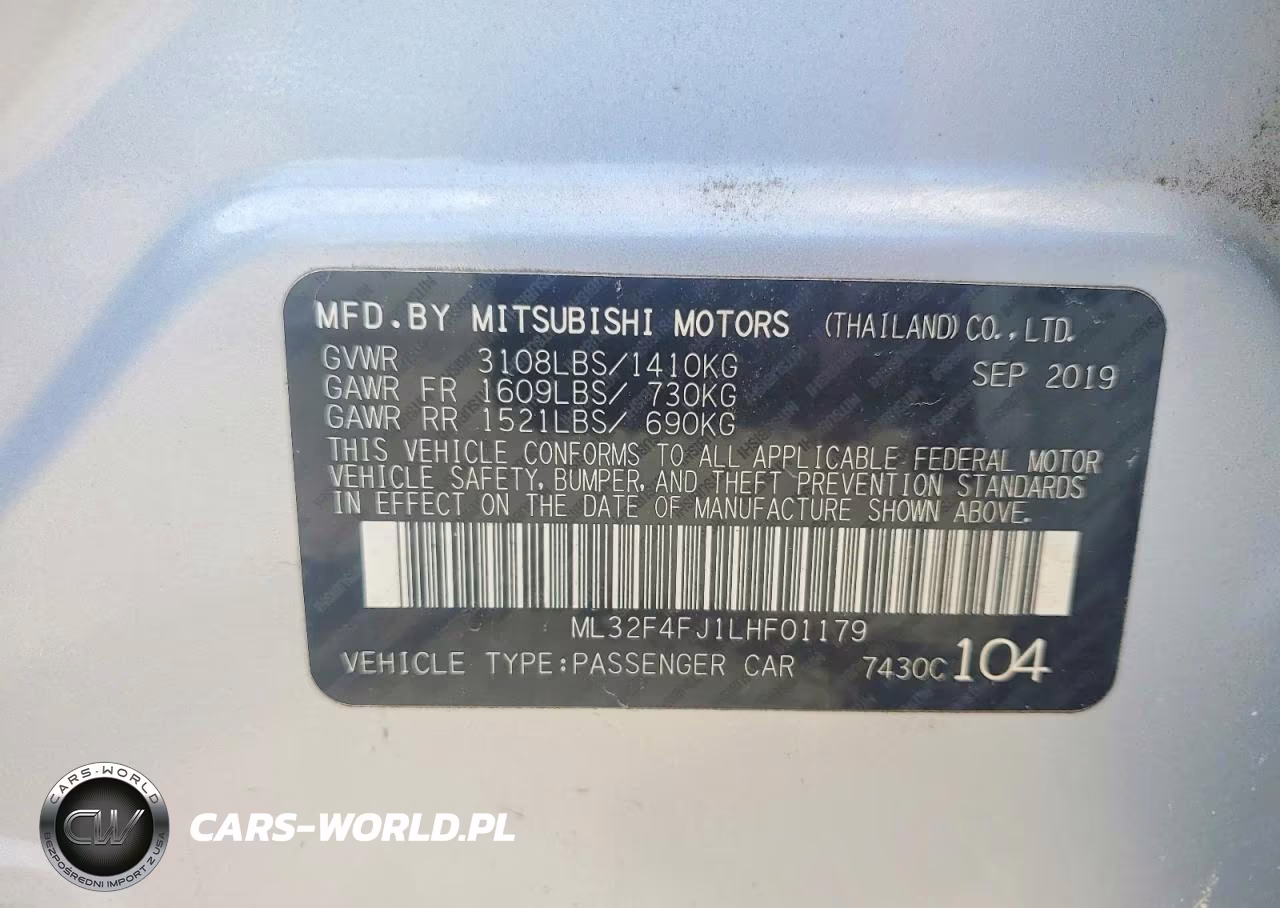 2020 Mitsubishi Mirage G4 Se VIN:ML32F4FJ1LHF01179 - 12