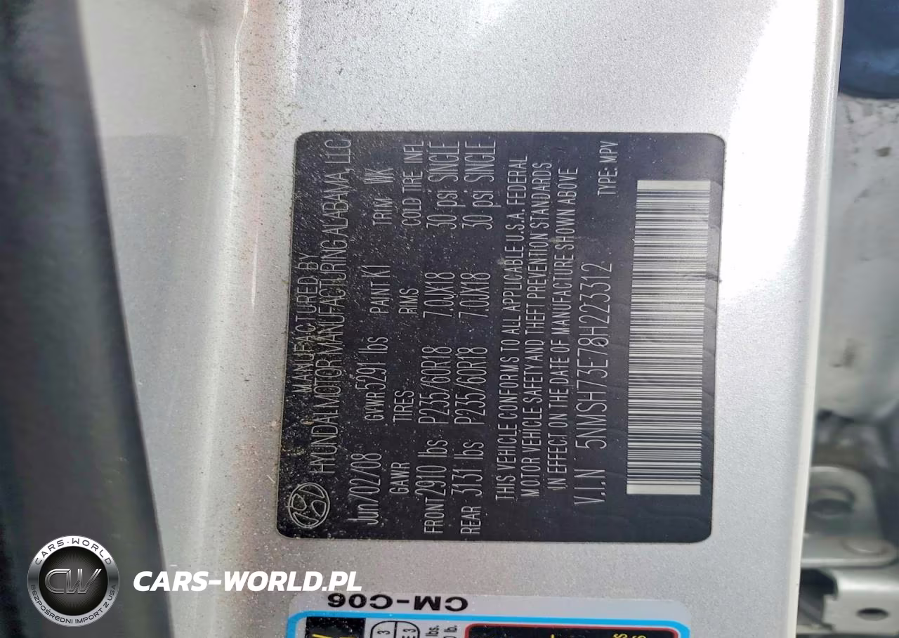2008 Hyundai Santa Fe Se VIN:5NMSH73E78H223312 - 13