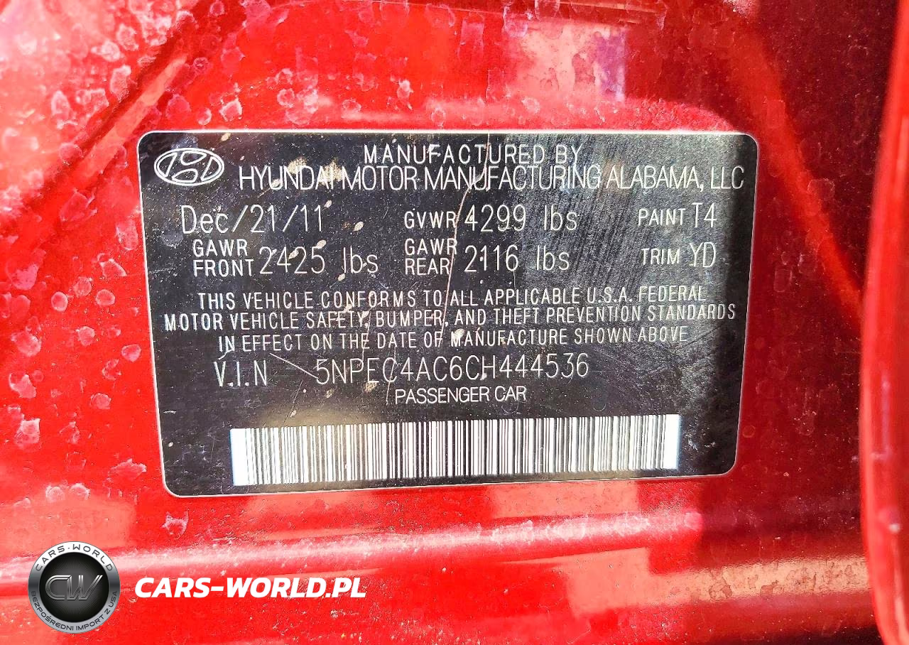 2012 Hyundai Sonata Limited VIN:5NPEC4AC6CH444536 - 12