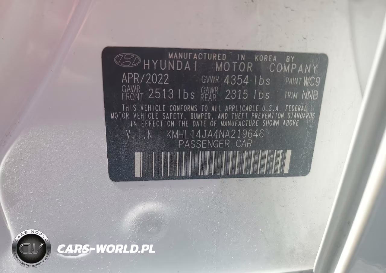2022 Hyundai Sonata Sel VIN:KMHL14JA4NA219646 - 12