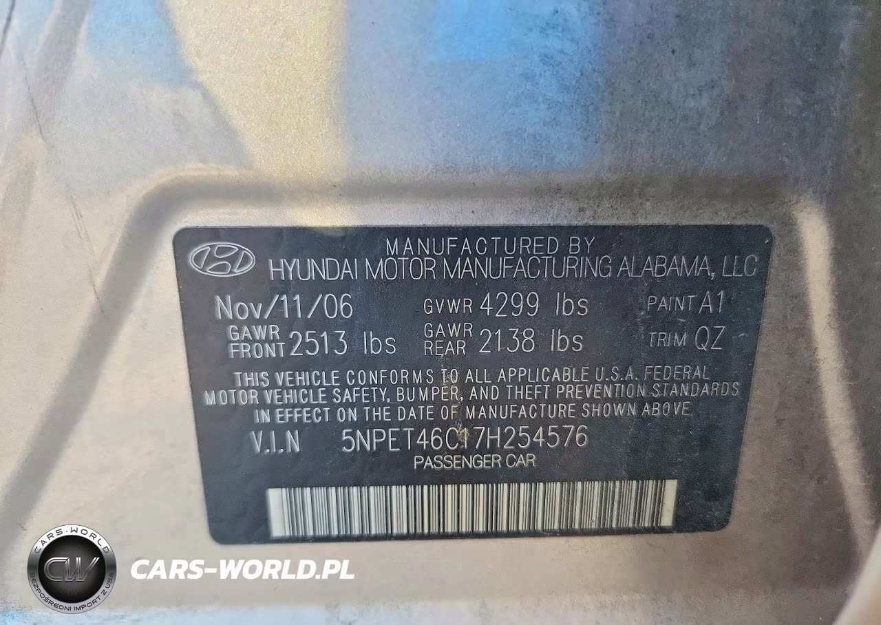 2007 Hyundai Sonata Gls VIN:5NPET46C17H254576 - 12