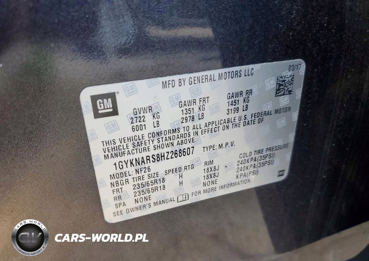 2017 Cadillac Xt5 VIN:1GYKNARS8HZ268607 - 13