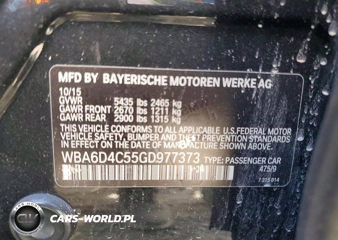 2016 BMW 650 I Gran Coupe VIN:WBA6D4C55GD977373 - 14