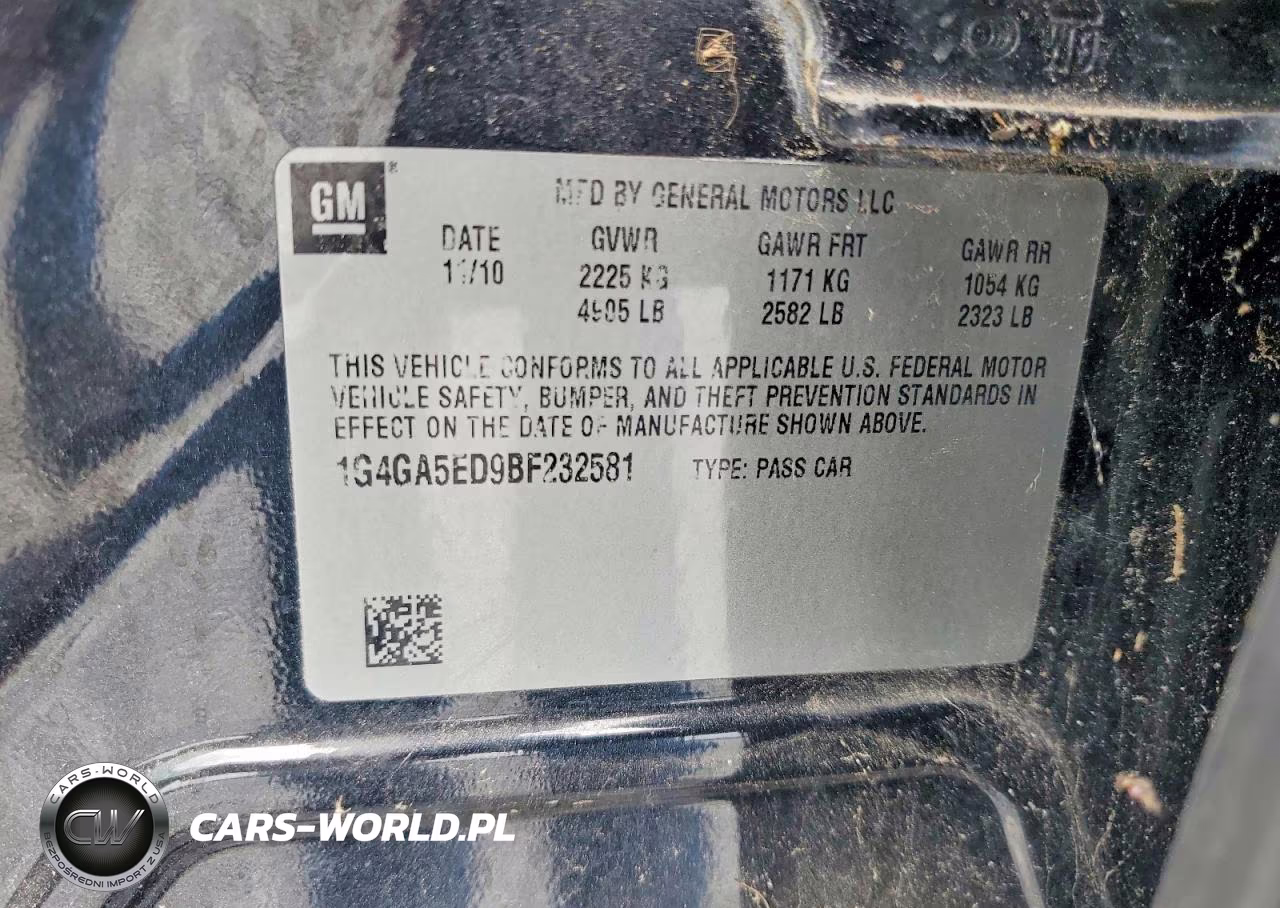 2011 Buick Lacrosse Cx VIN:1G4GA5ED9BF232581 - 13