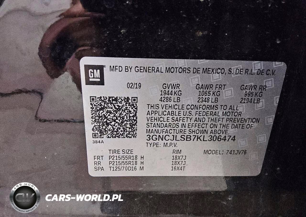 2019 Chevrolet Trax 1Lt VIN:3GNCJLSB7KL306474 - 12