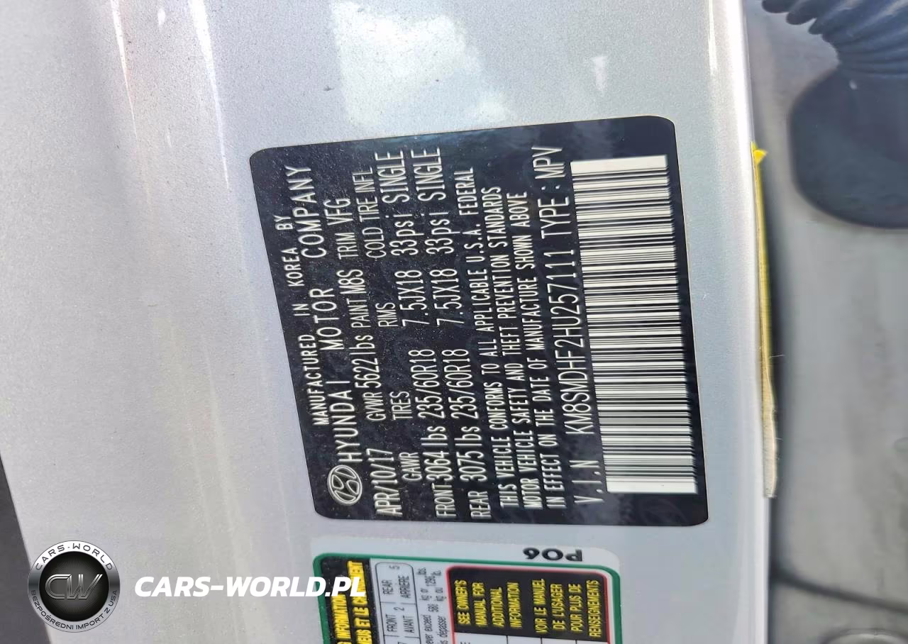 2017 Hyundai Santa Fe Se VIN:KM8SMDHF2HU257111 - 13