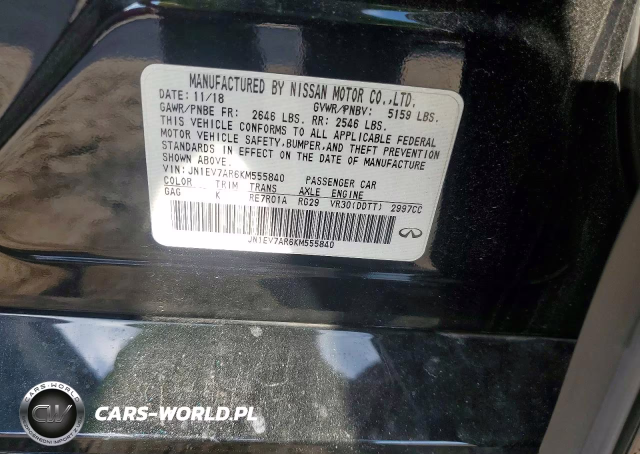 2019 Infiniti Q50 VIN:JN1EV7AR6KM555840 - 12