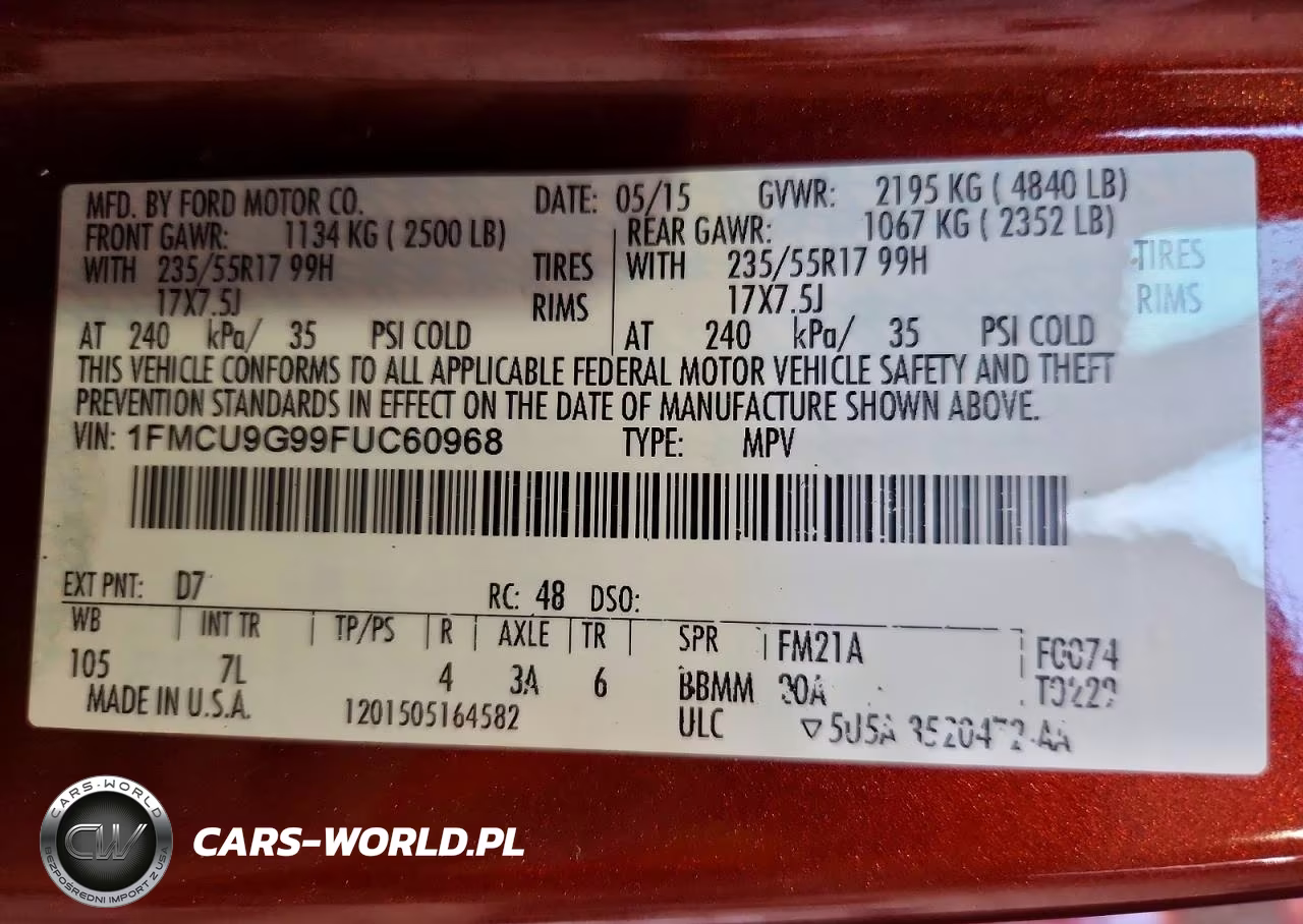 2015 Ford Escape Se VIN:1FMCU9G99FUC60968 - 12