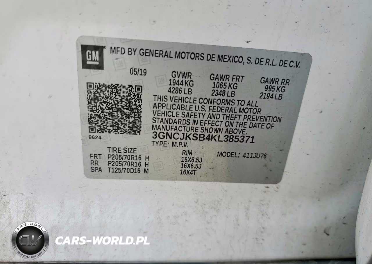 2019 Chevrolet Trax Ls VIN:3GNCJKSB4KL385371 - 13
