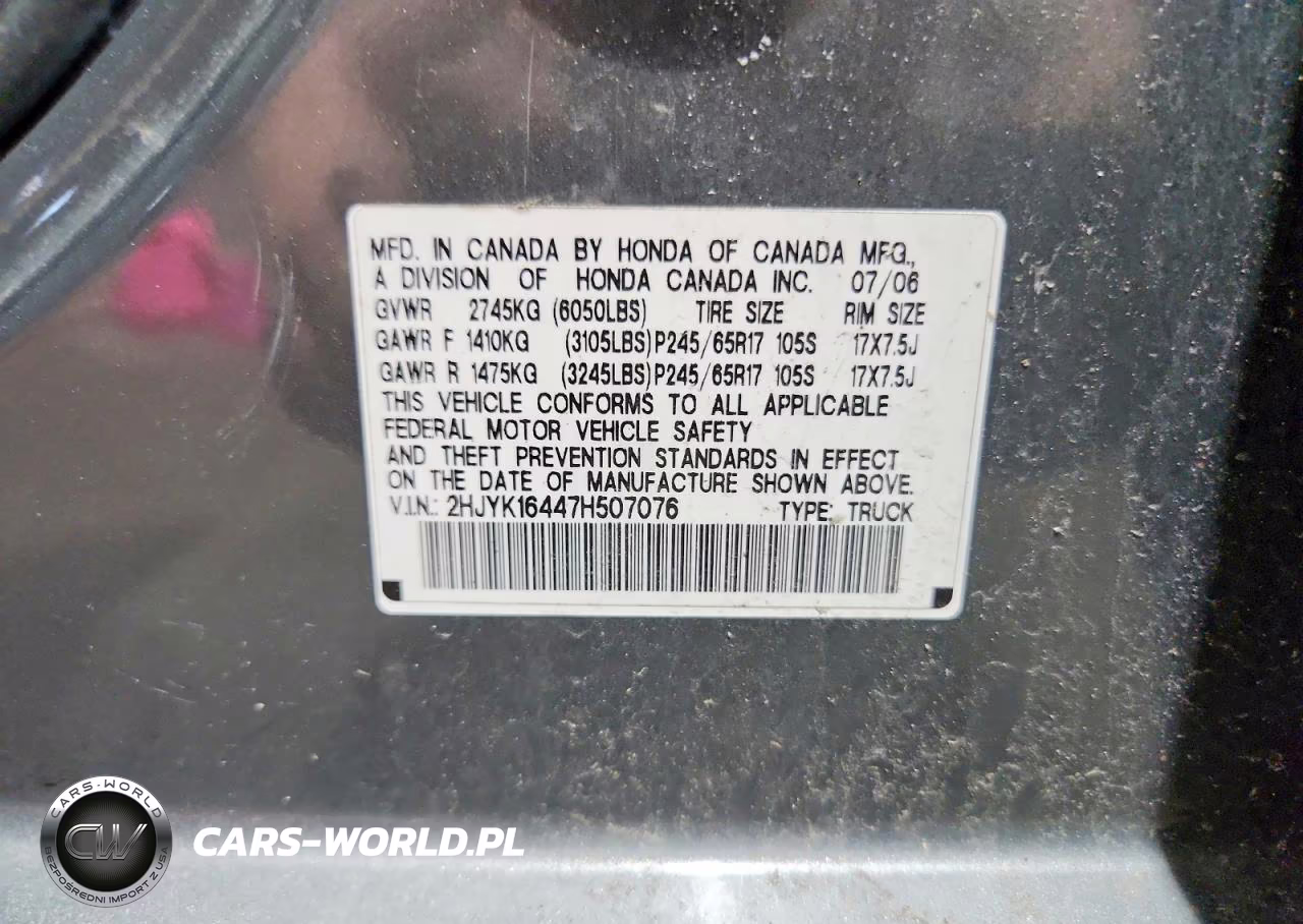 2009 Honda Ridgeline VIN:2HJYK16447H507076 - 12