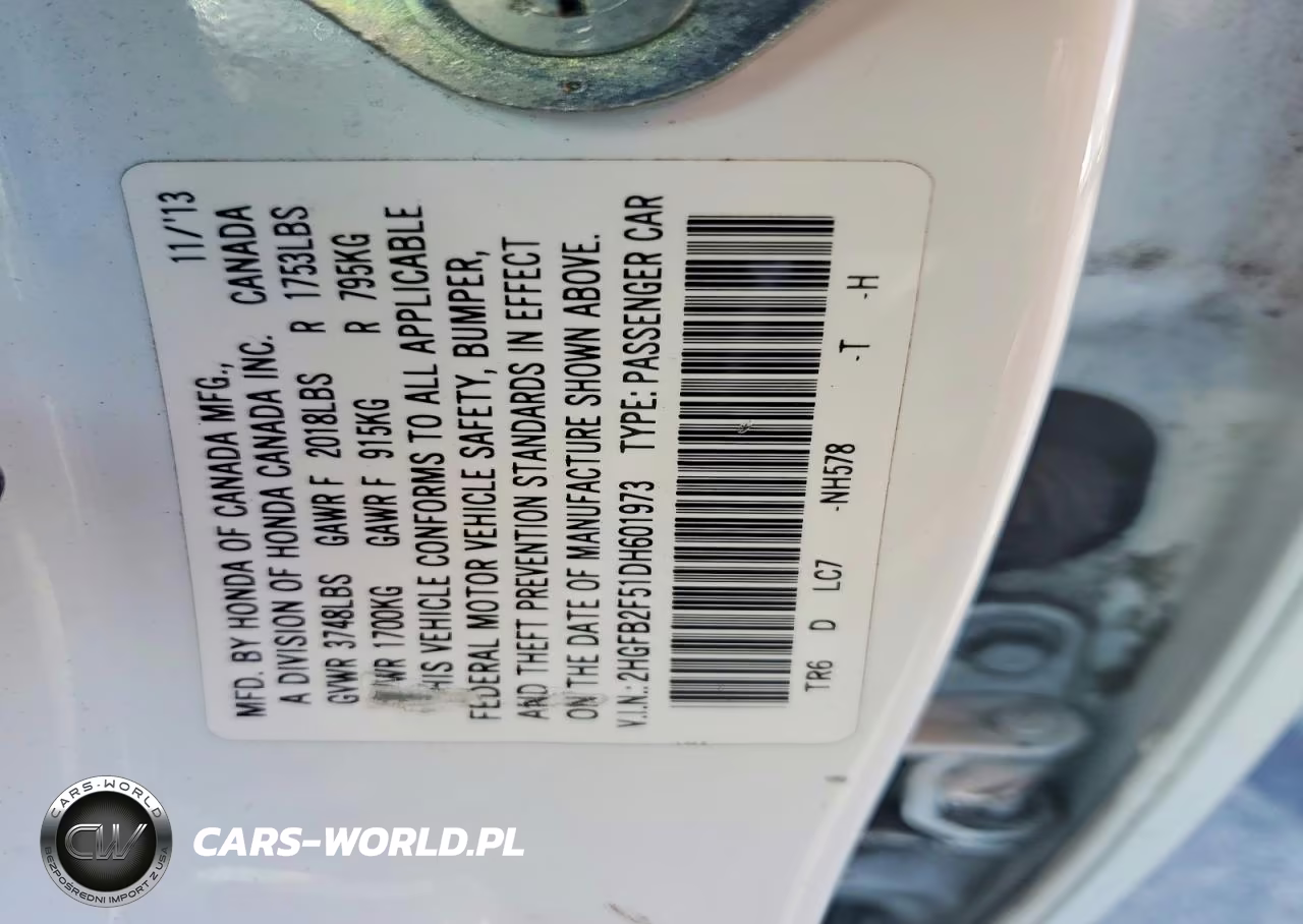 2013 Honda Civic Lx VIN:2HGFB2F51DH601973 - 12
