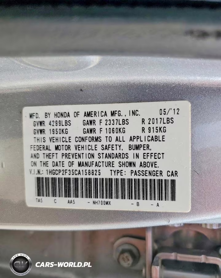 2012 Honda Accord Lx VIN:1HGCP2F35CA158825 - 13