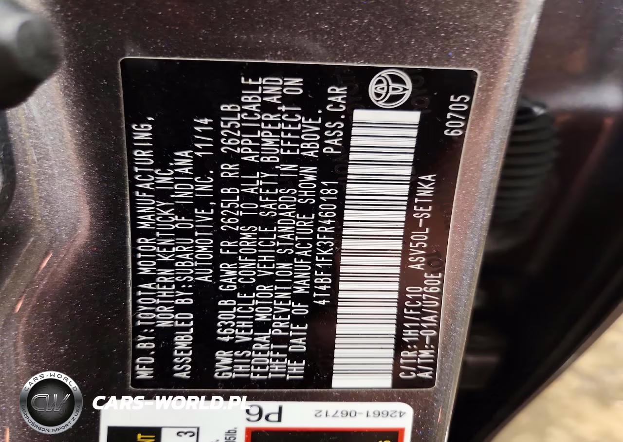2015 Toyota Camry Le VIN:4T4BF1FK3FR460181 - 12