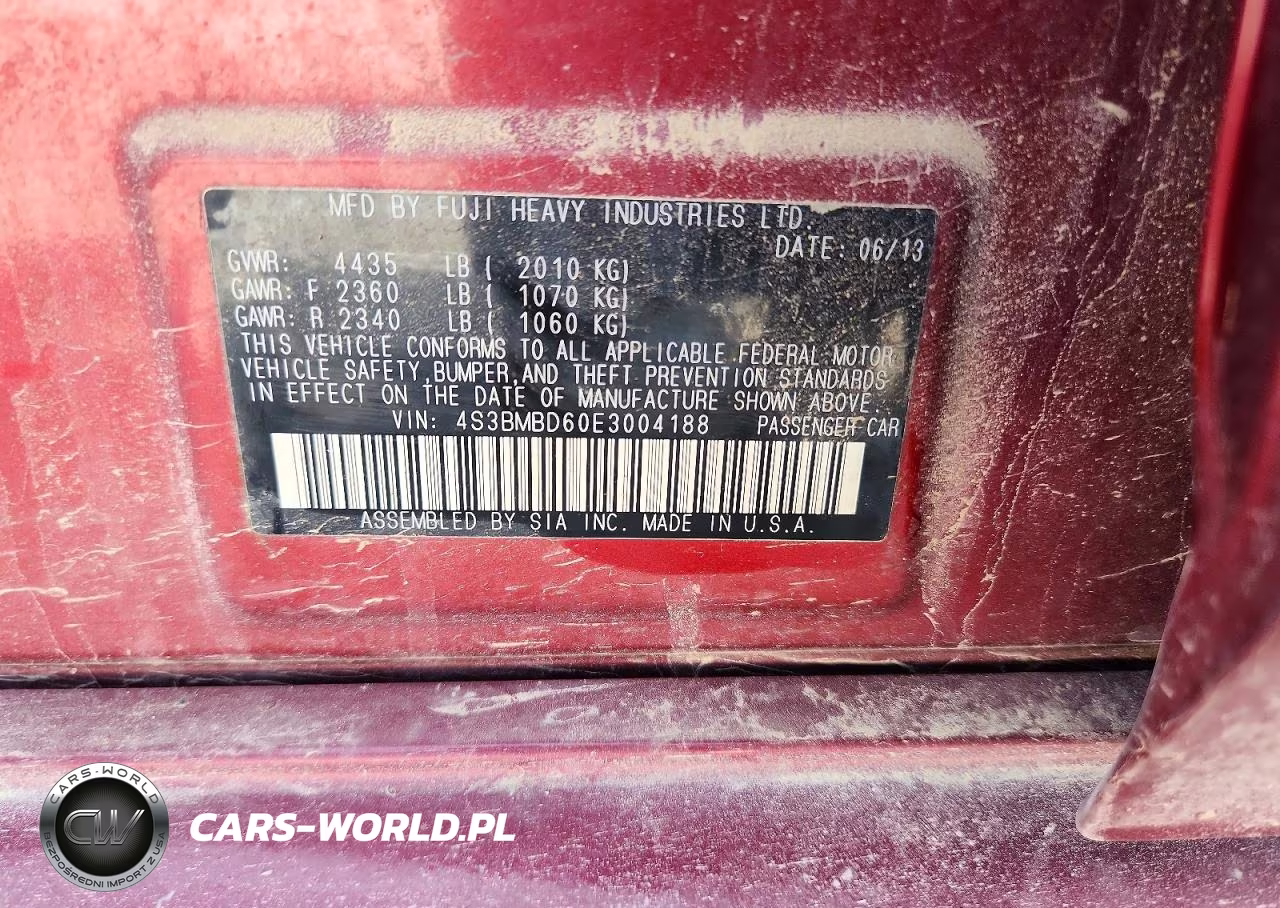2014 Subaru Legacy 2.5I Premium VIN:4S3BMBD60E3004188 - 12