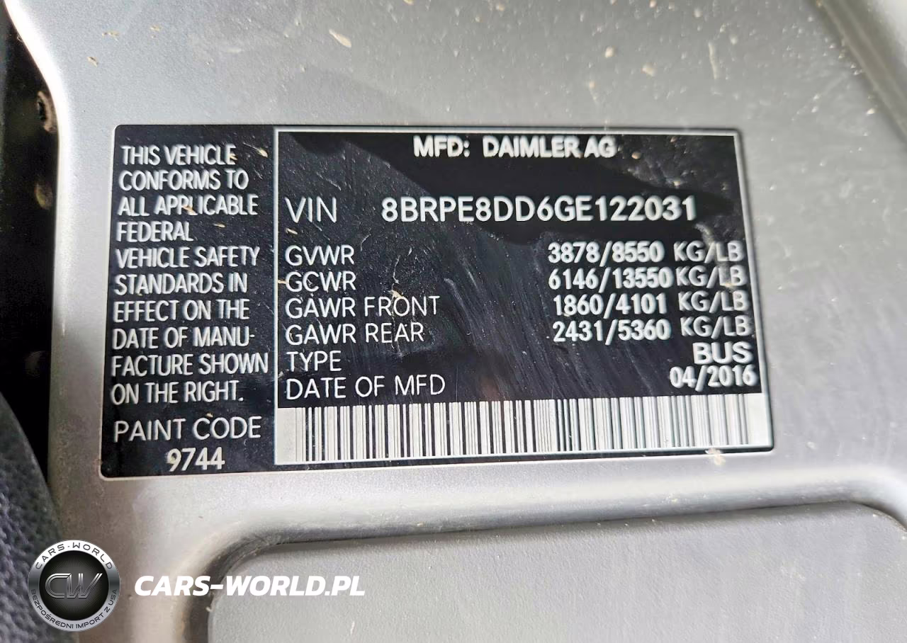 2016 Mercedes-Benz Sprinter 2500 VIN:8BRPE8DD6GE122031 - 14