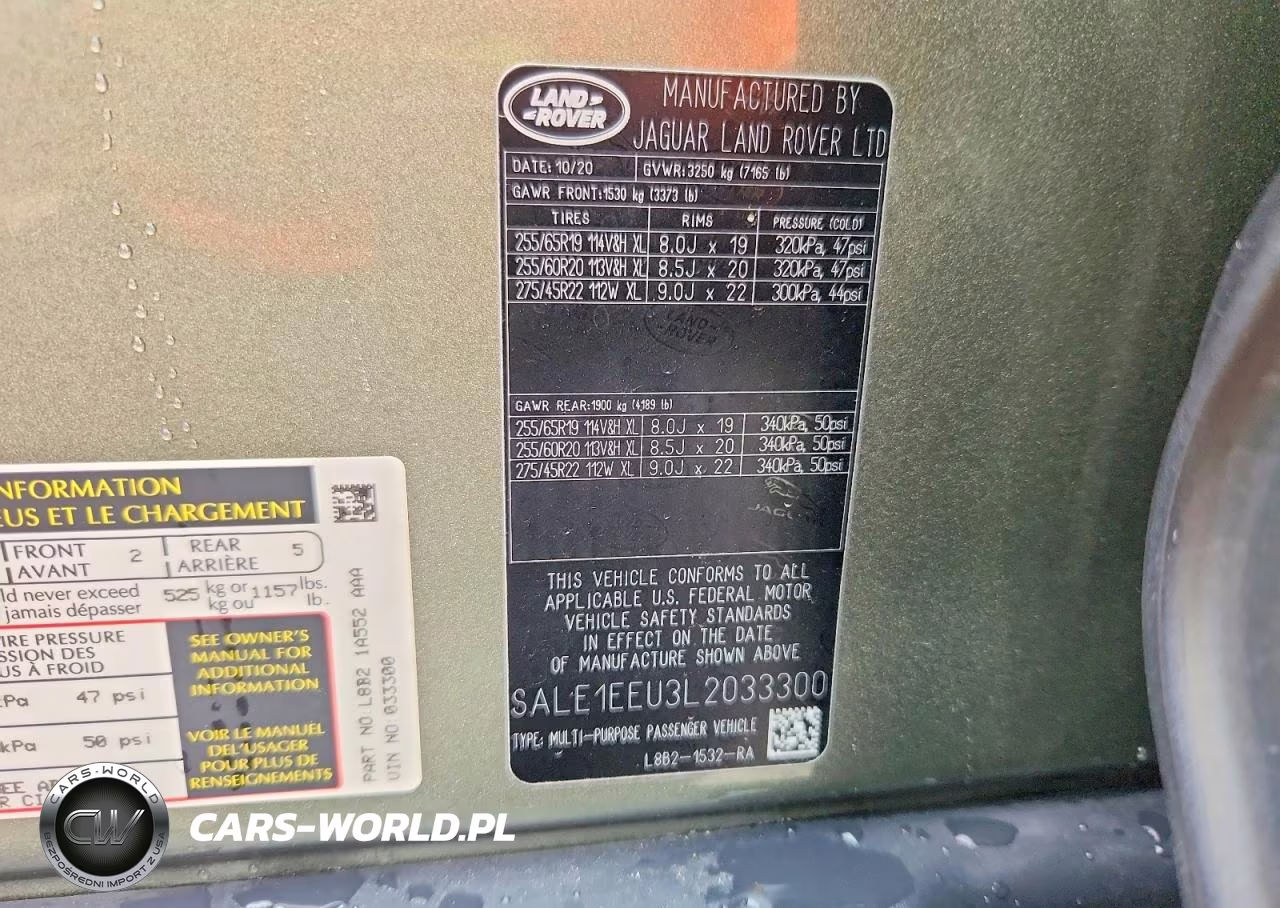2020 Land Rover Defender 110 1St Edition VIN:SALE1EEU3L2033300 - 13