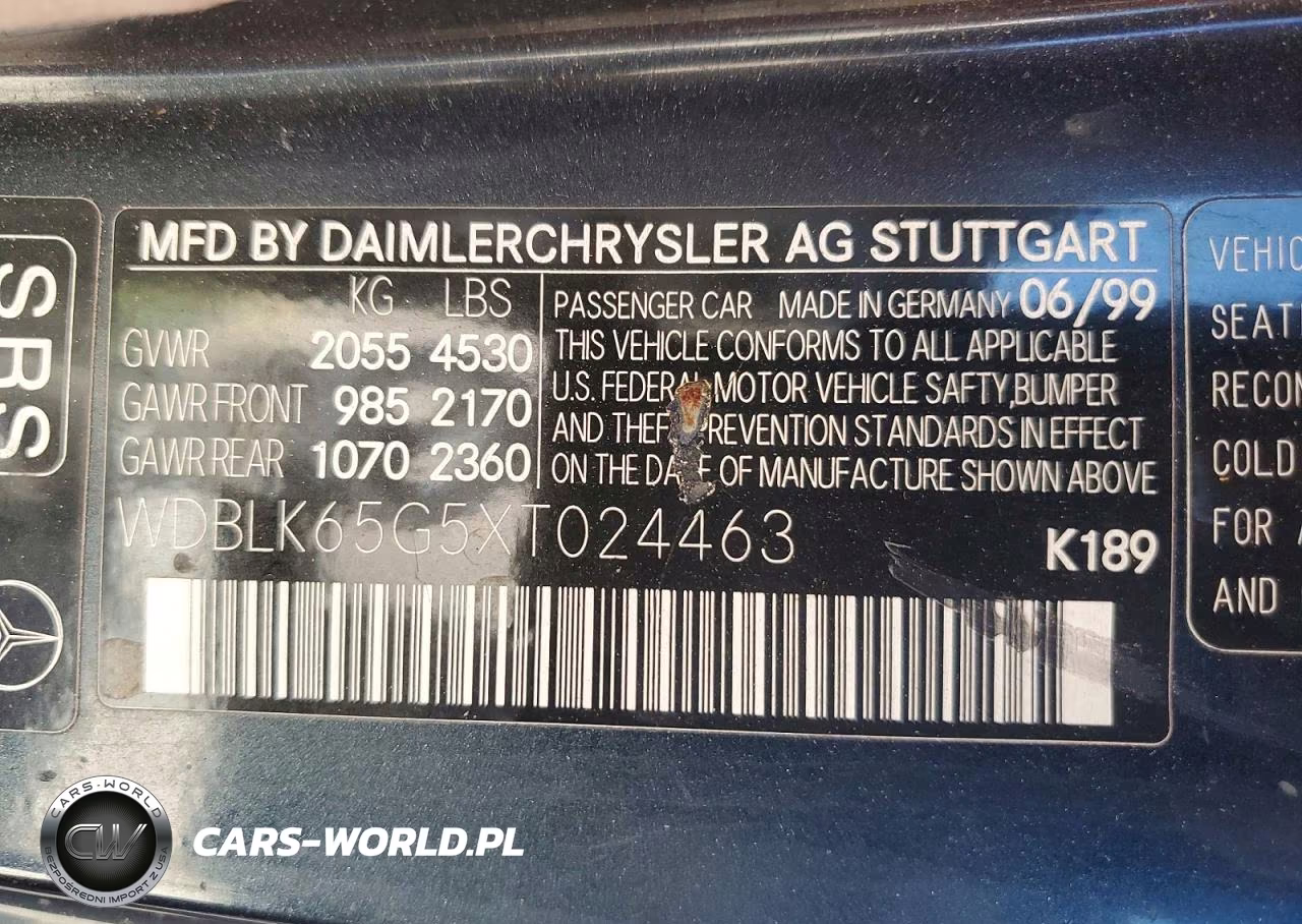 1999 Mercedes-Benz 320 VIN:WDBLK65G5XT024463 - 12