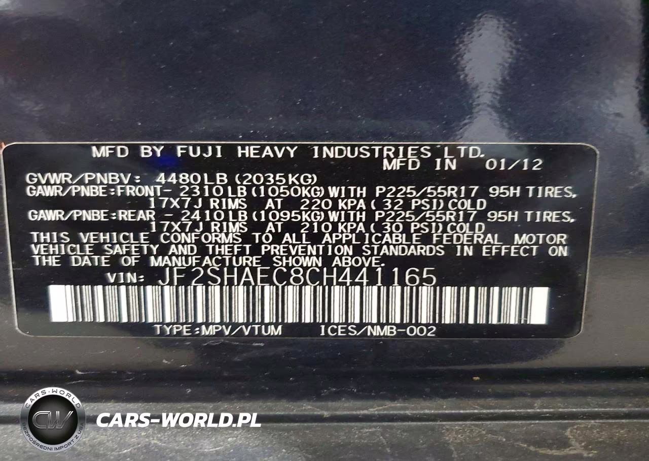2012 Subaru Forester Limited VIN:JF2SHAEC8CH441165 - 12