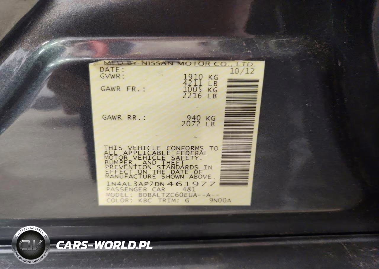 2013 Nissan Altima 2.5 VIN:1N4AL3AP7DN461977 - 12