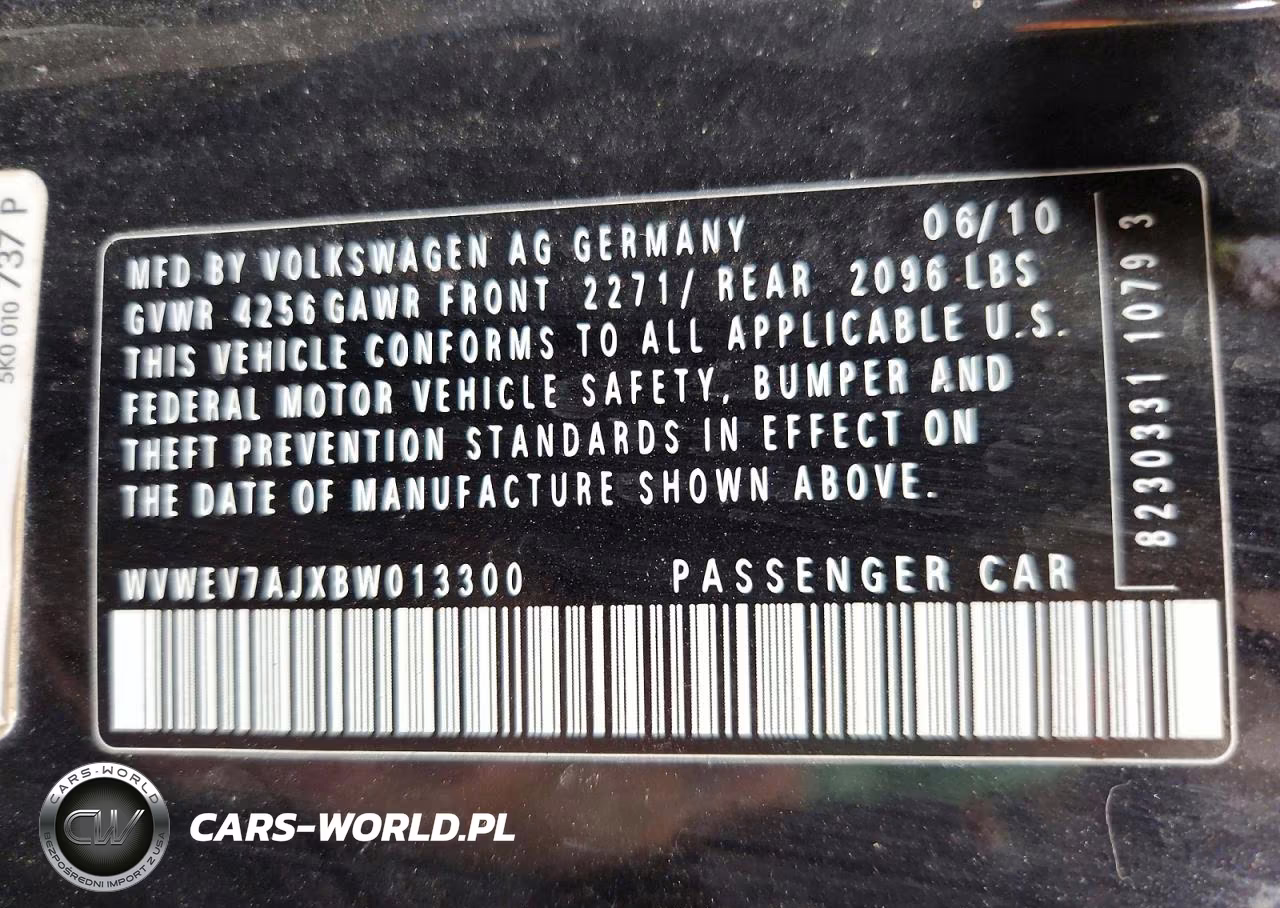 2011 Volkswagen Gti VIN:WVWEV7AJXBW013300 - 12