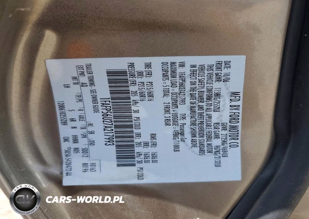 2008 Ford Taurus Sel 4D Sedan VIN:1FAFP56U27A217993 - 12