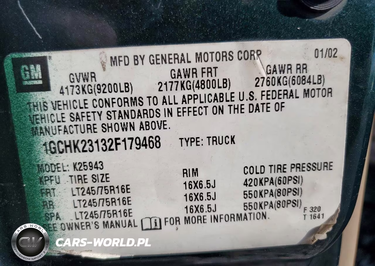 2002 Chevrolet Silverado K2500 Heavy Duty VIN:1GCHK23132F179468 - 12