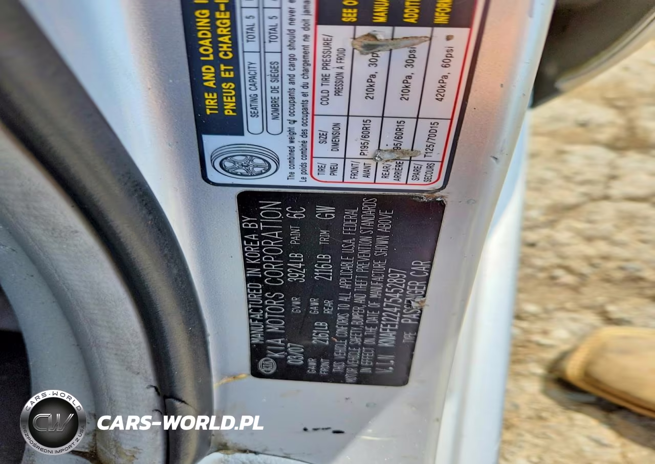 2007 Kia Spectra Lx VIN:KNAFE122475452897 - 12