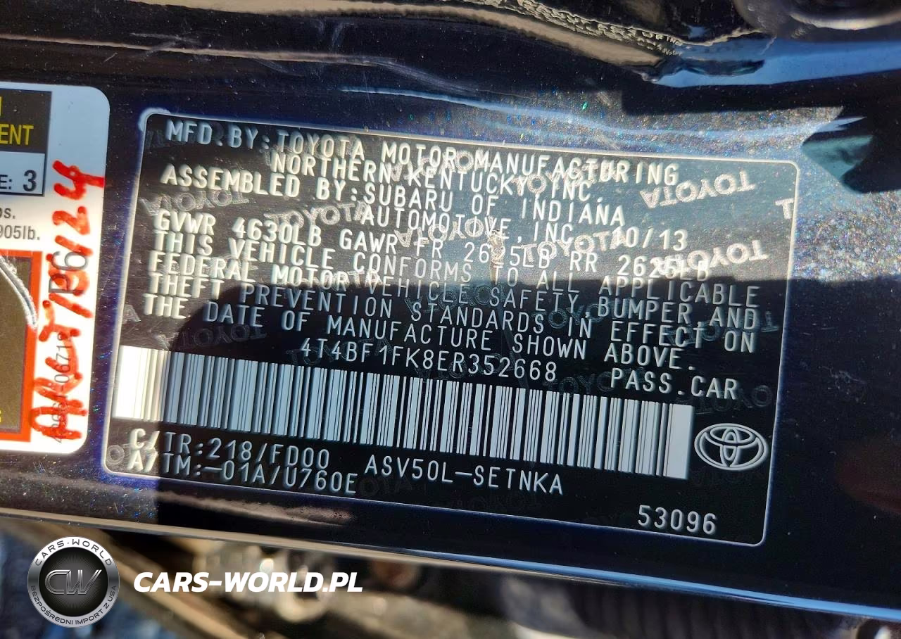 2014 Toyota Camry Le VIN:4T4BF1FK8ER352668 - 12