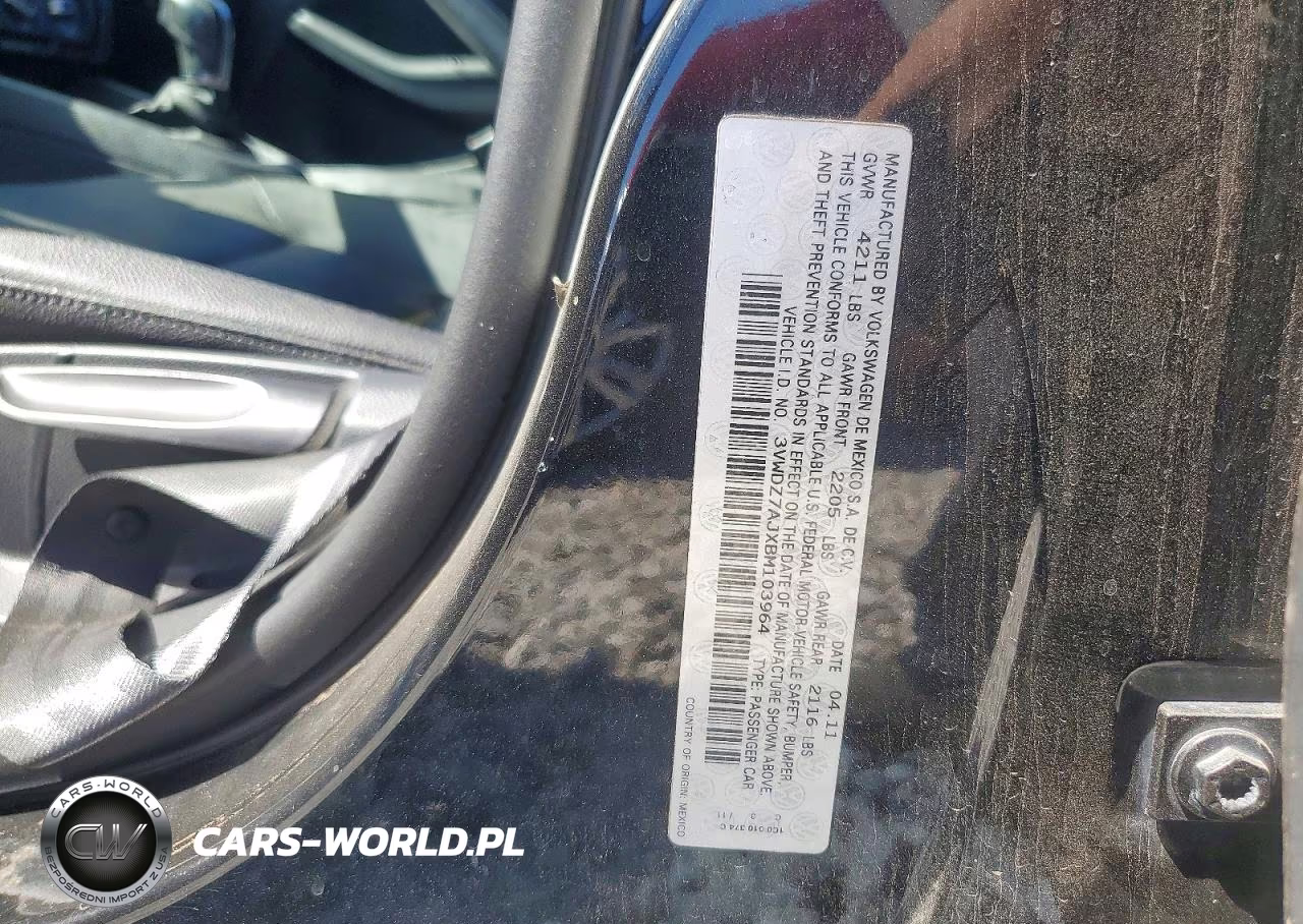 2011 Volkswagen Jetta Se VIN:3VWDZ7AJXBM103964 - 12