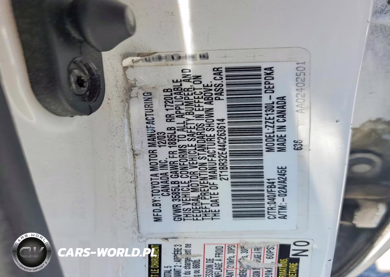 2004 Toyota Corolla Ce VIN:2T1BR32E44C263614 - 12