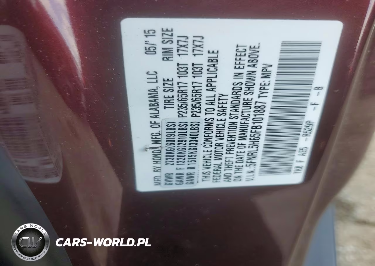 2015 Honda Odyssey Exl VIN:5FNRL5H65FB101887 - 13