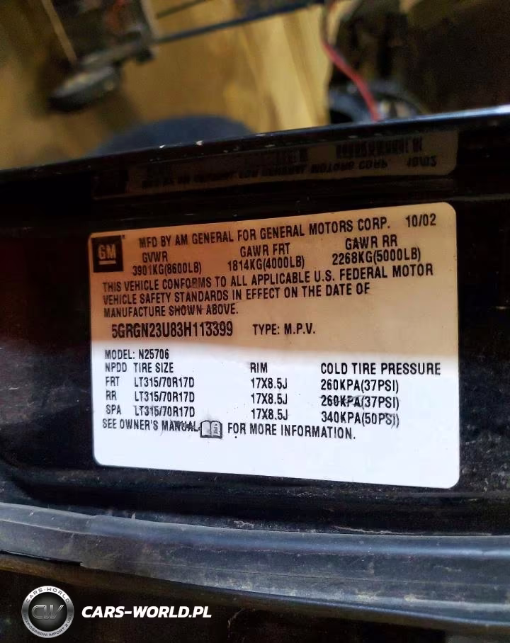 2003 Hummer H2 VIN:5GRGN23U83H113399 - 13