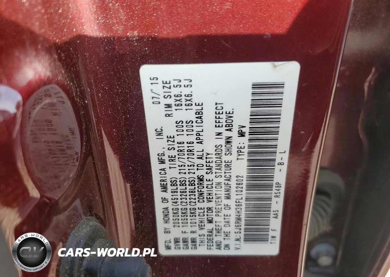 2015 Honda Cr-V Lx VIN:5J6RM4H36FL102602 - 13